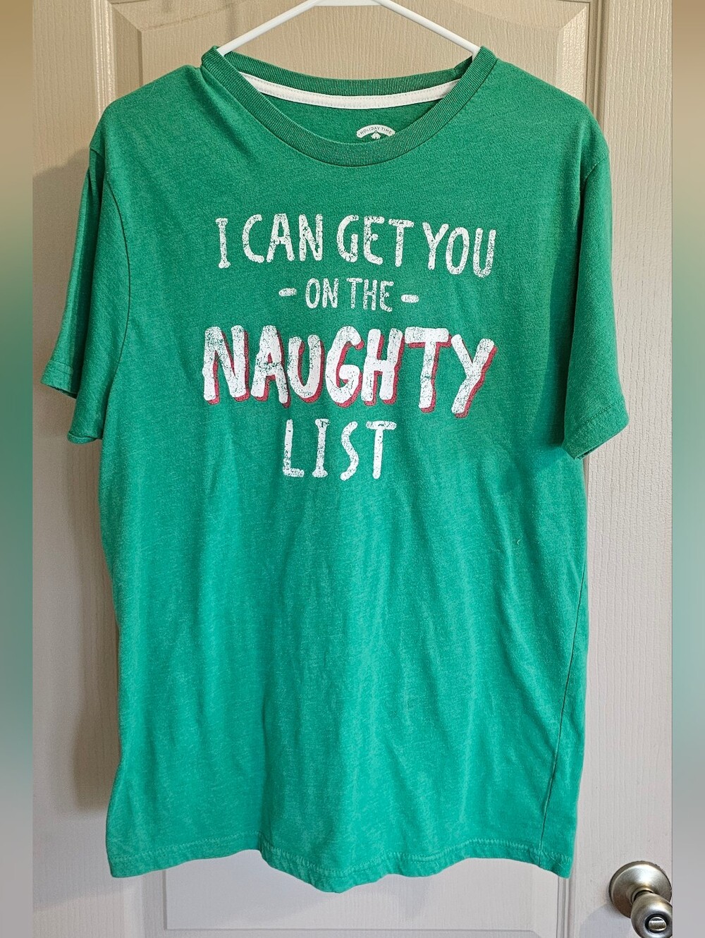 I Can Get You On The Naughty List Christmas Shirt By Holiday Time Medium Green